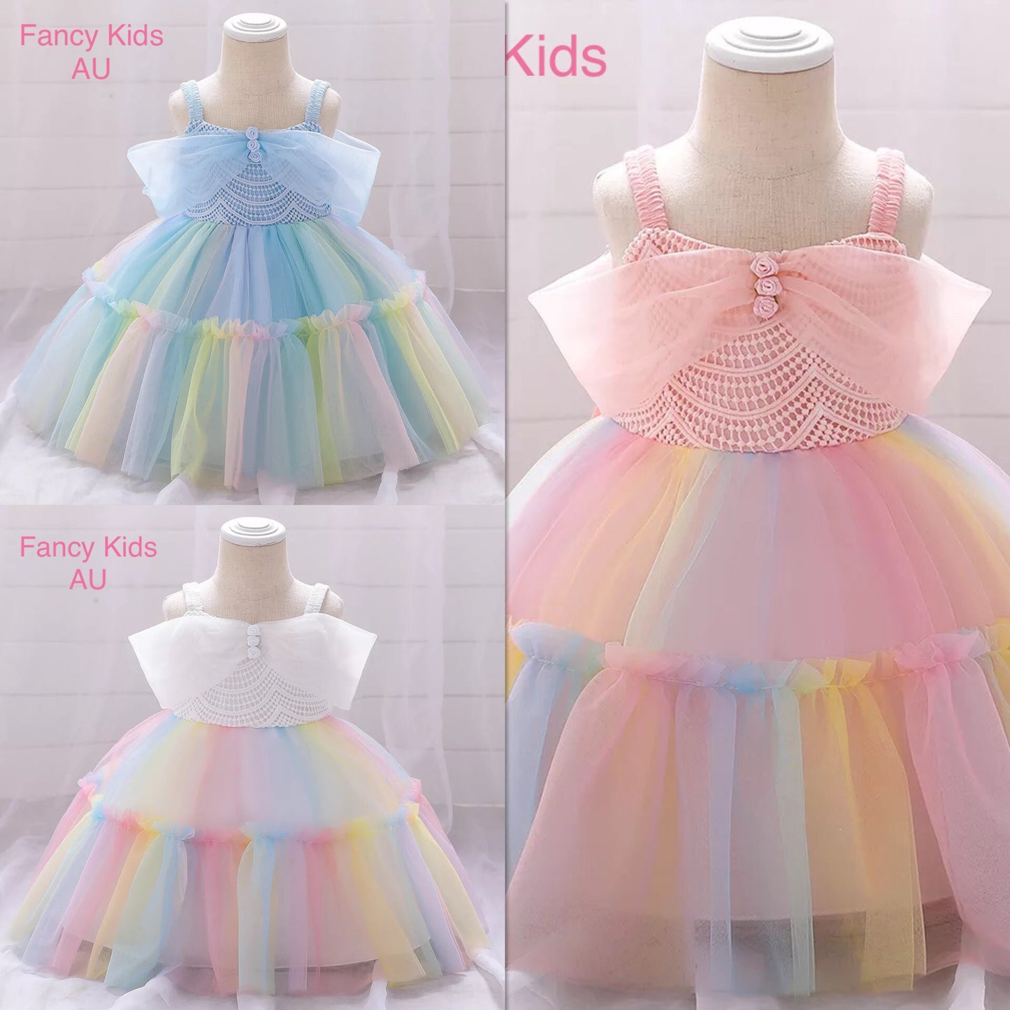 Twirly rainbow dress- White