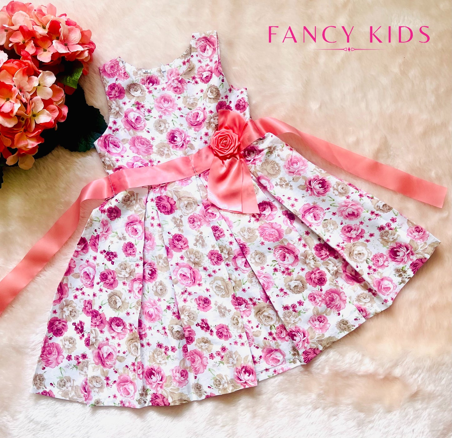 Peach colour cotton summer dress