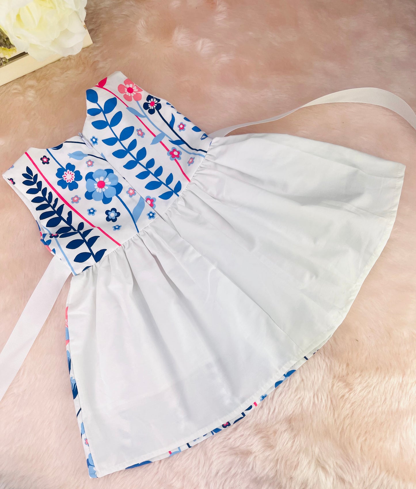 White floral summer cotton dress