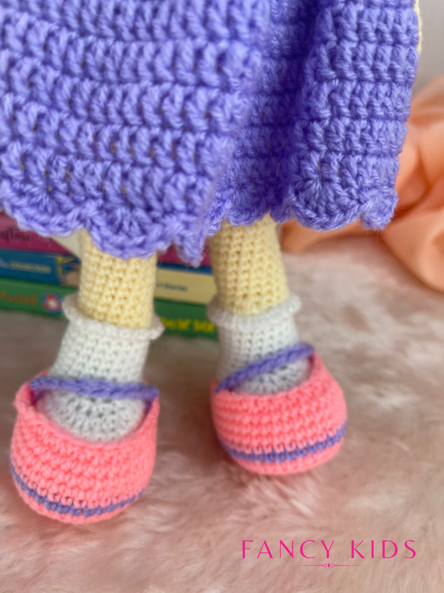 Fancy girl-purple colour doll - Hand knitted stuffed toy