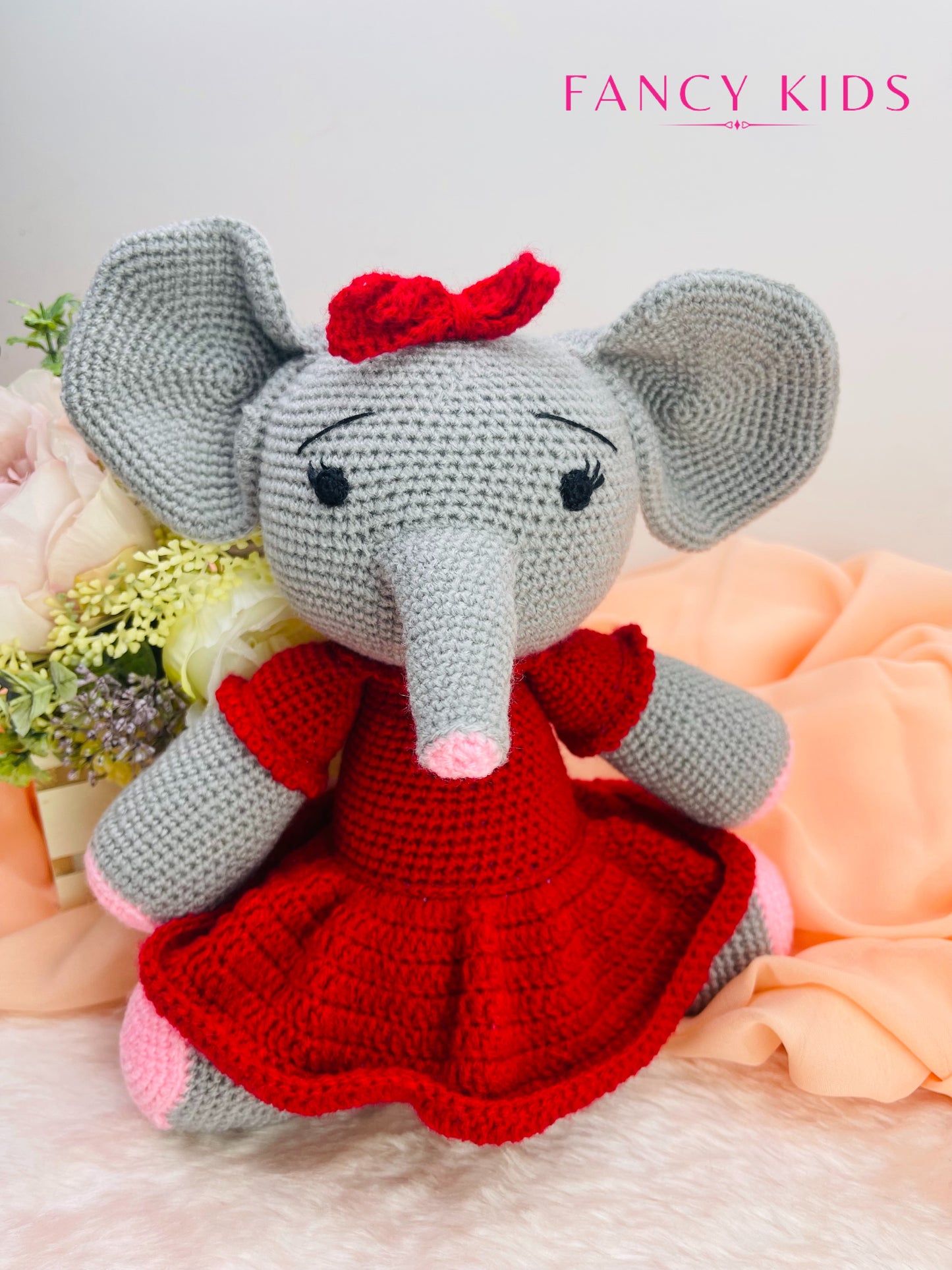 Red Elephant-Hand knitted stuffed toy