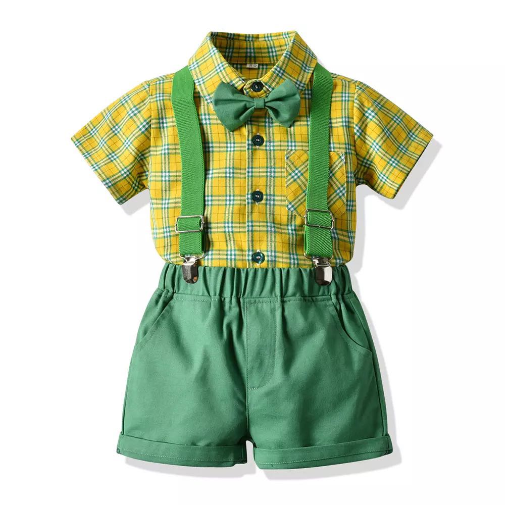Boys party outfit -light green short sleeve