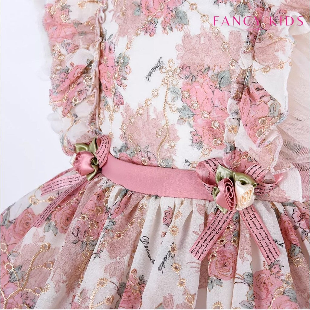 Daisy Dress -Vintage pink colour ruffle dress