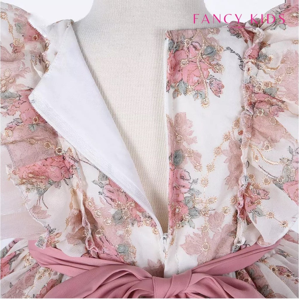 Daisy Dress -Vintage pink colour ruffle dress