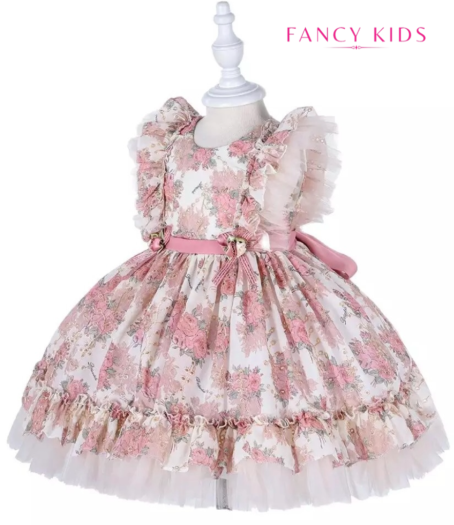 Daisy Dress -Vintage pink colour ruffle dress