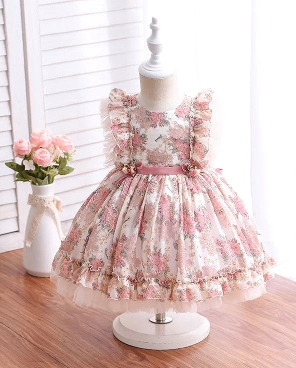 Daisy Dress -Vintage pink colour ruffle dress