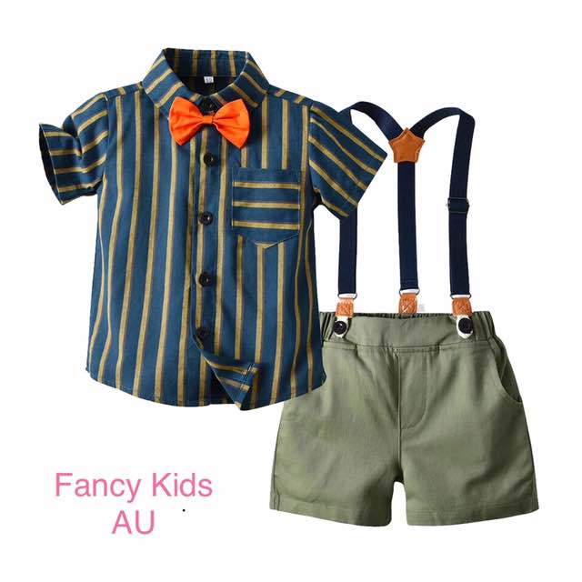Boys party outfit -Green short sleeve