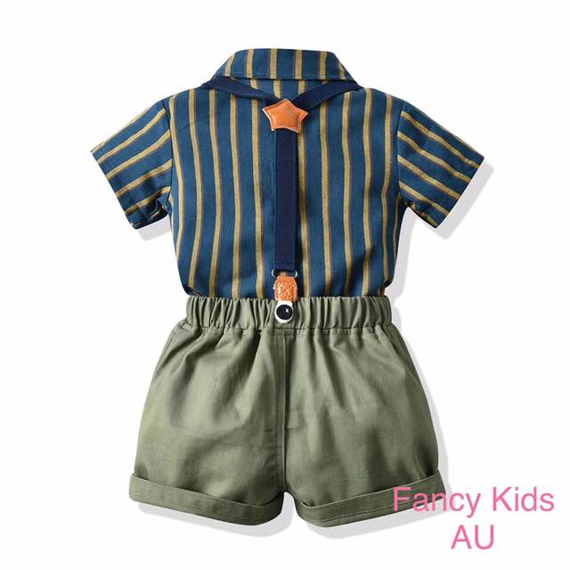 Boys party outfit -Green short sleeve