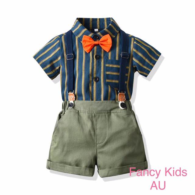 Boys party outfit -Green short sleeve