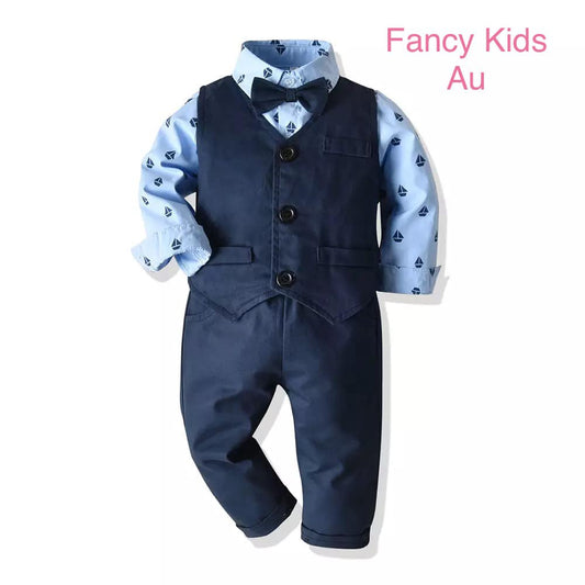 George Boys party outfit-blue long sleeve