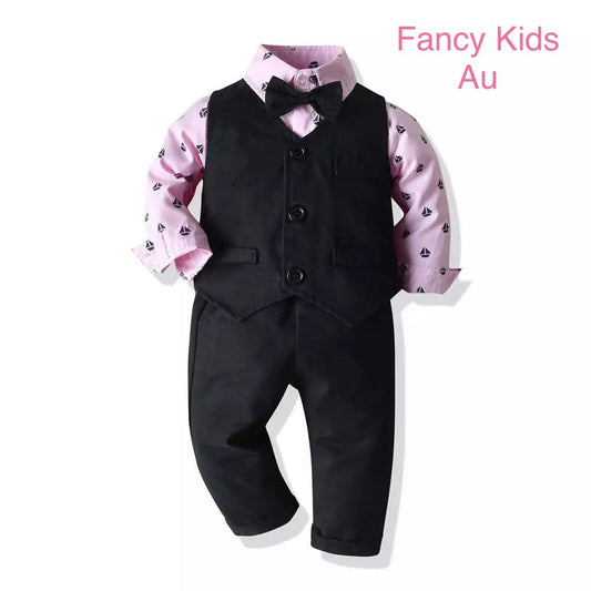 George Boys party outfit-pink long sleeve