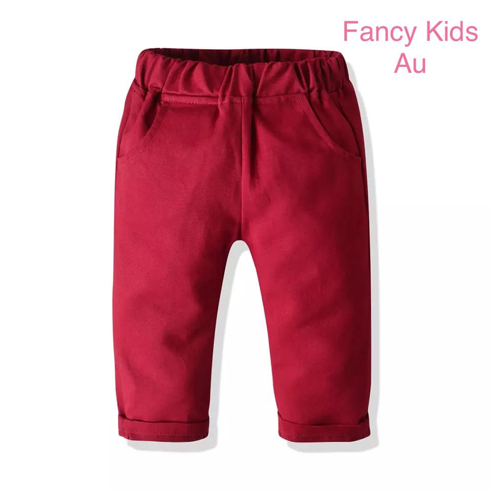 George Boys party outfit-red long sleeve