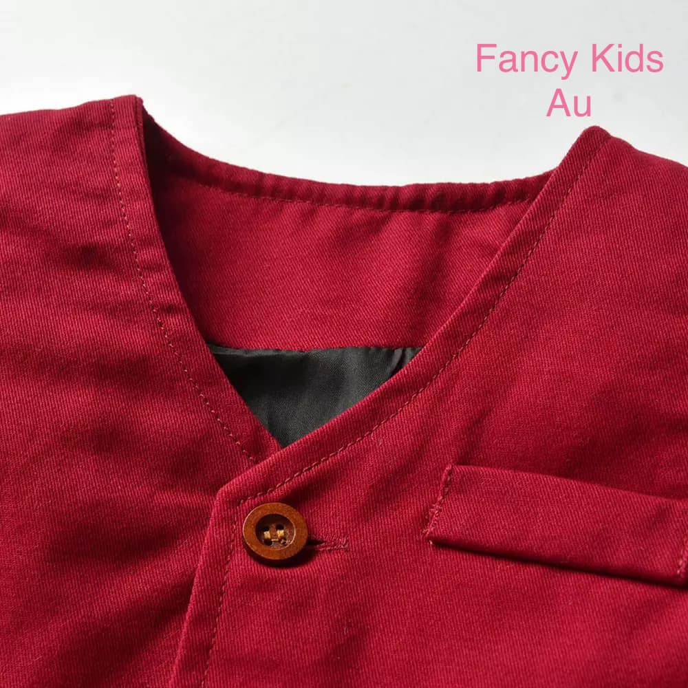George Boys party outfit-red long sleeve