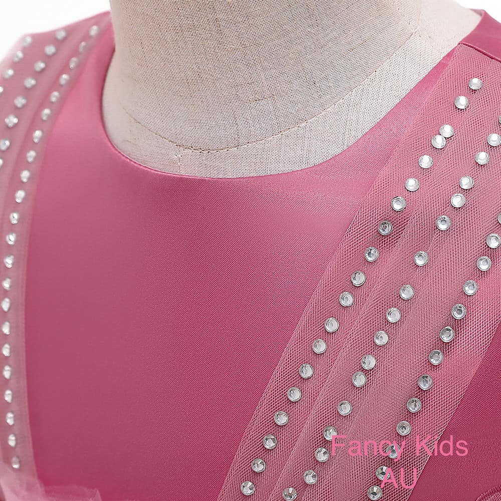 Dust pink irregular tulle layer dress