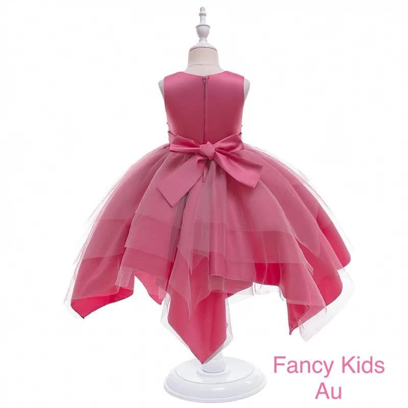 Dust pink irregular tulle layer dress