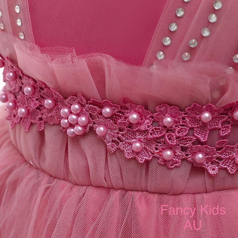 Dust pink irregular tulle layer dress