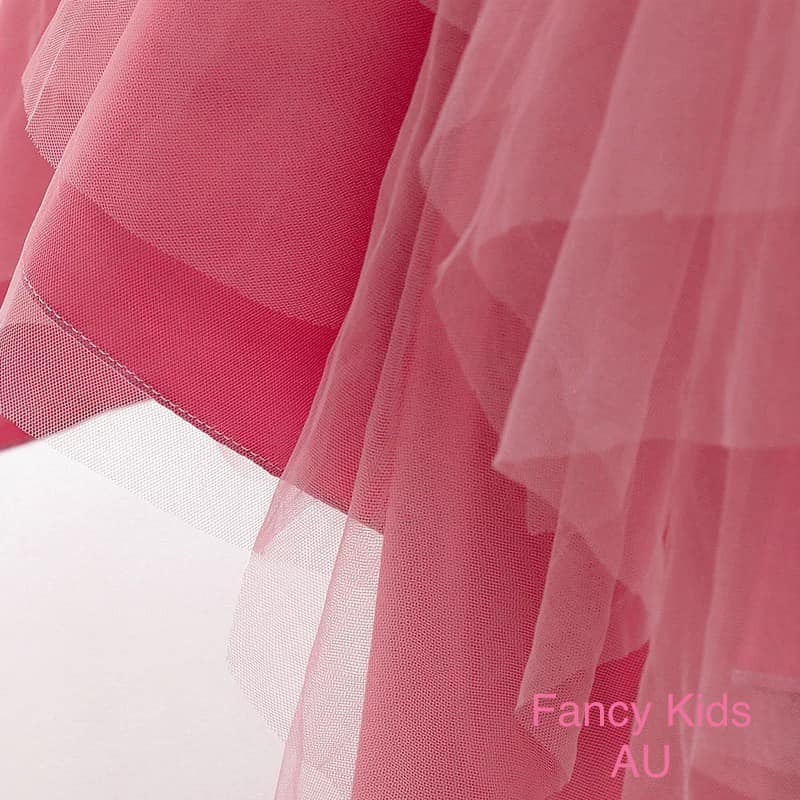 Dust pink irregular tulle layer dress