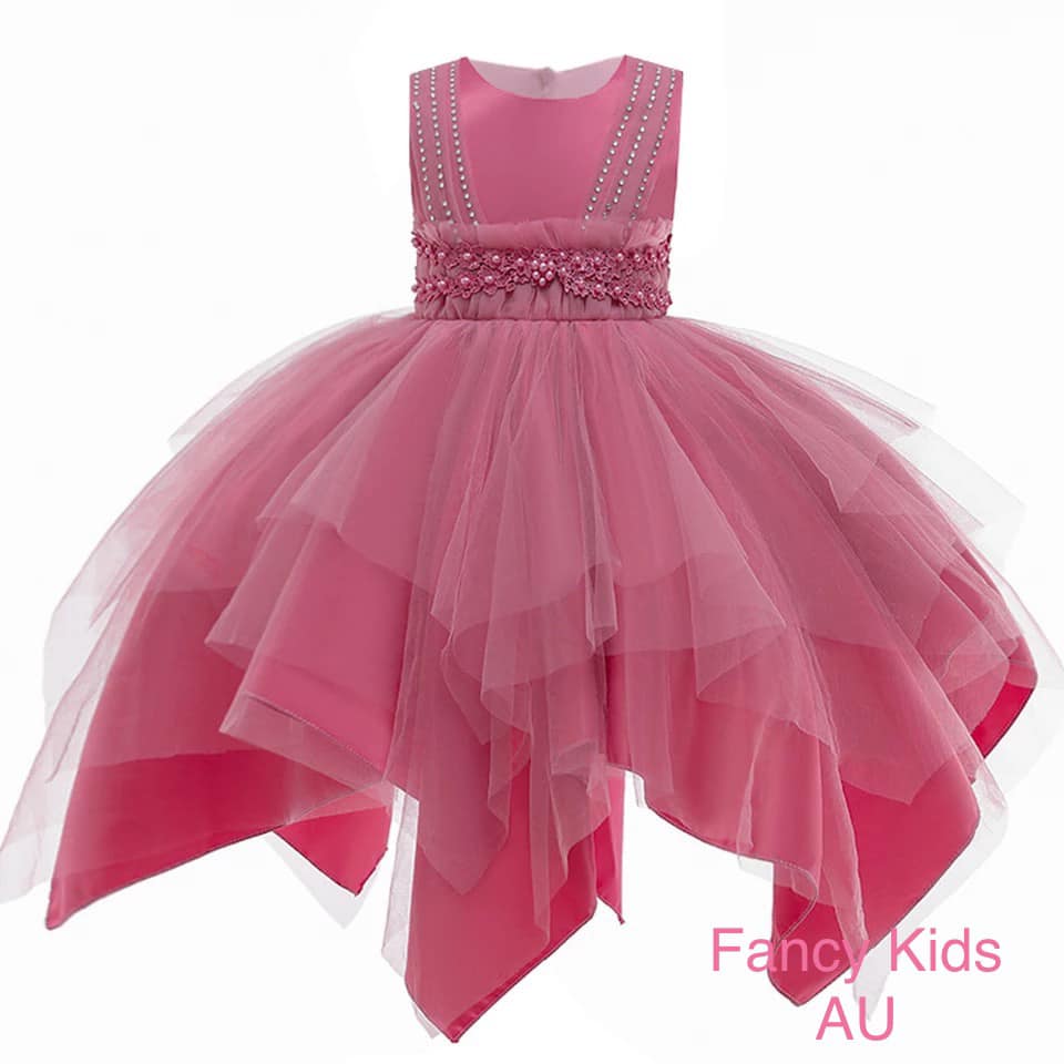 Dust pink irregular tulle layer dress