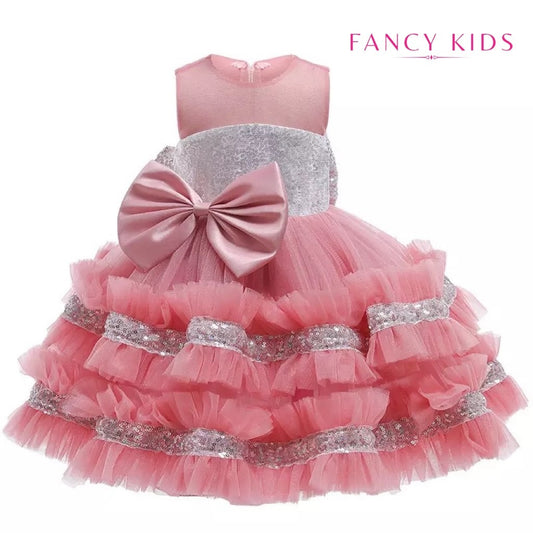 Dazzling bow dress- Dust pink