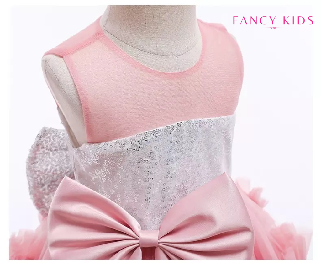 Dazzling bow dress- Dust pink