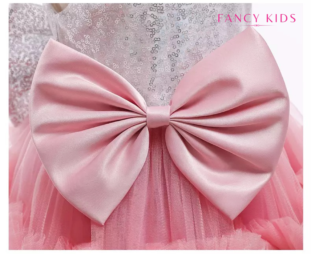 Dazzling bow dress- Dust pink