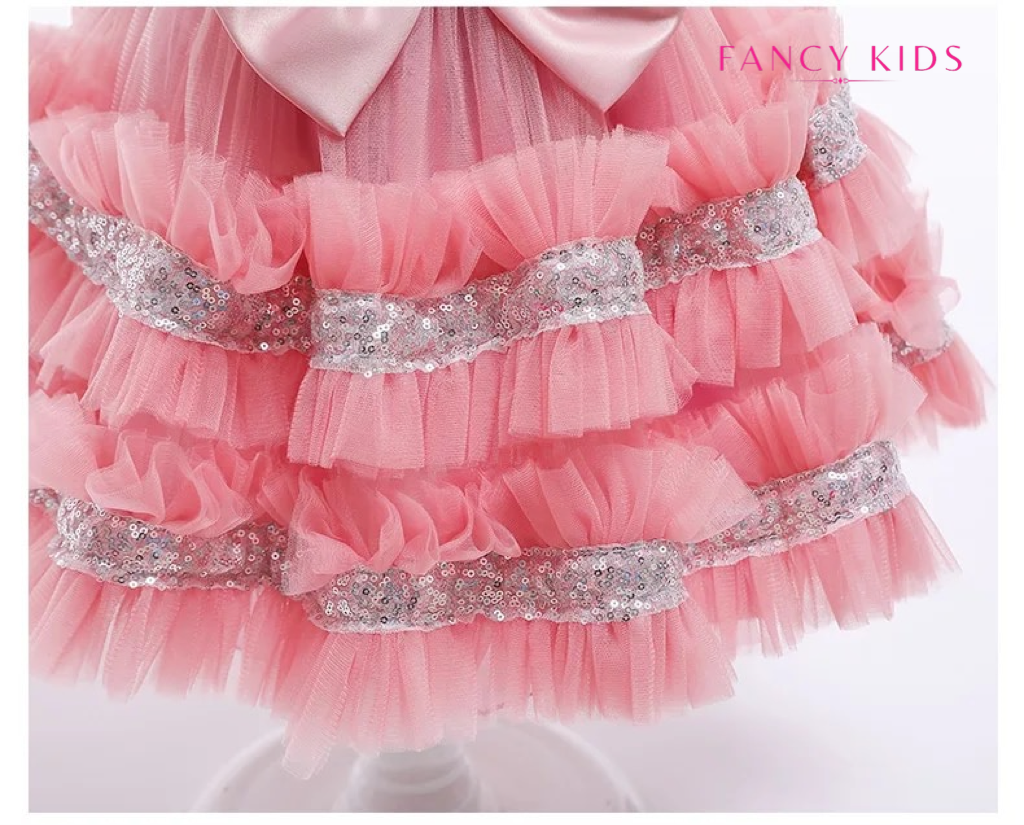 Dazzling bow dress- Dust pink