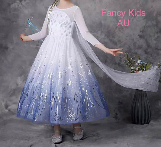 White and blue princess dress