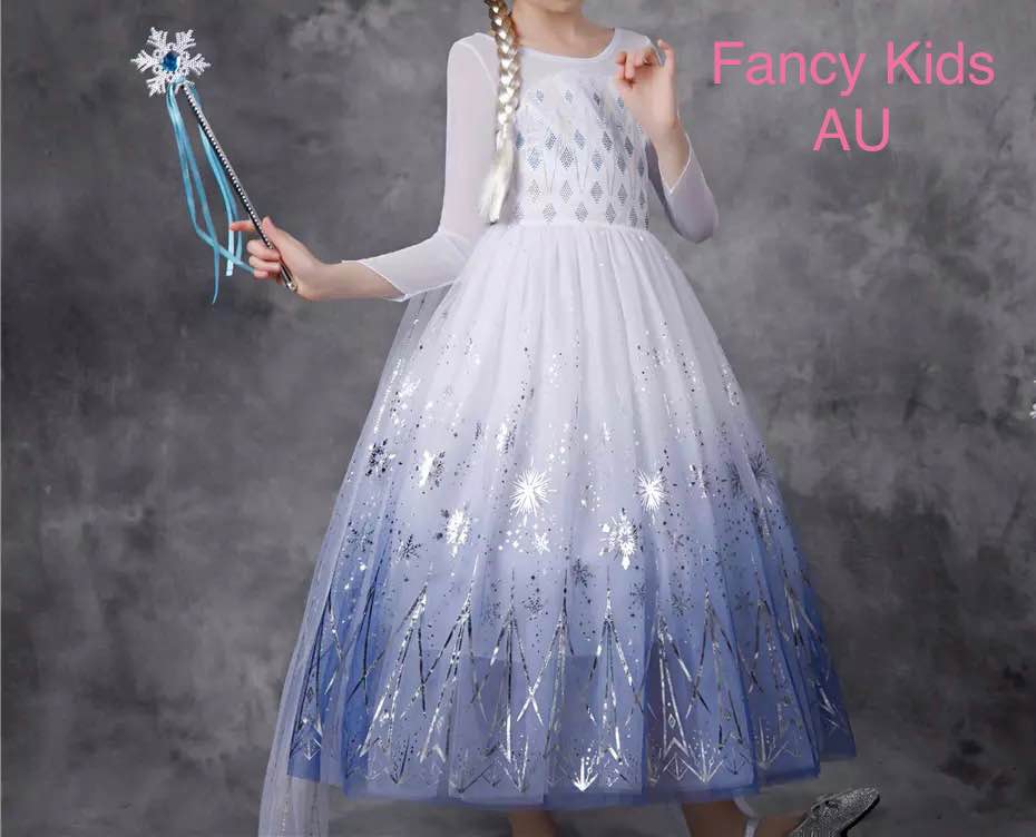 White and blue princess dress