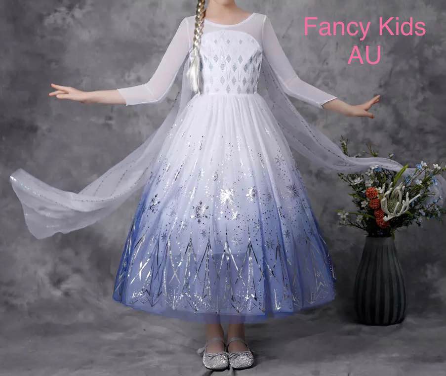 White and blue princess dress
