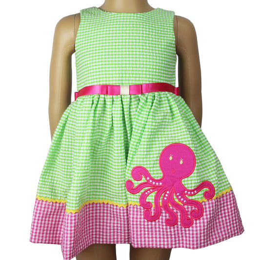 Green octopus appliqued summer dress - V&US