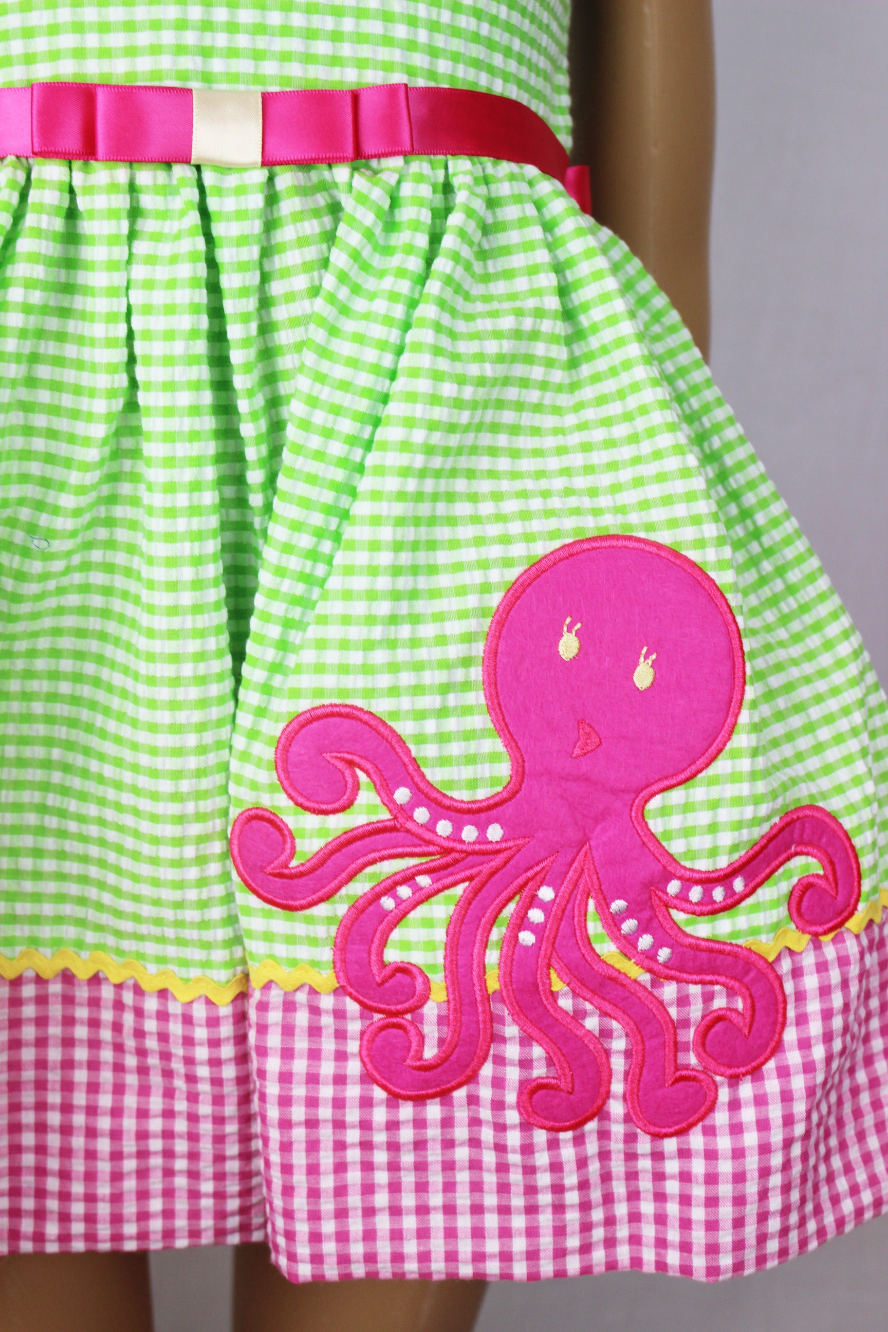 Green octopus appliqued summer dress - V&US