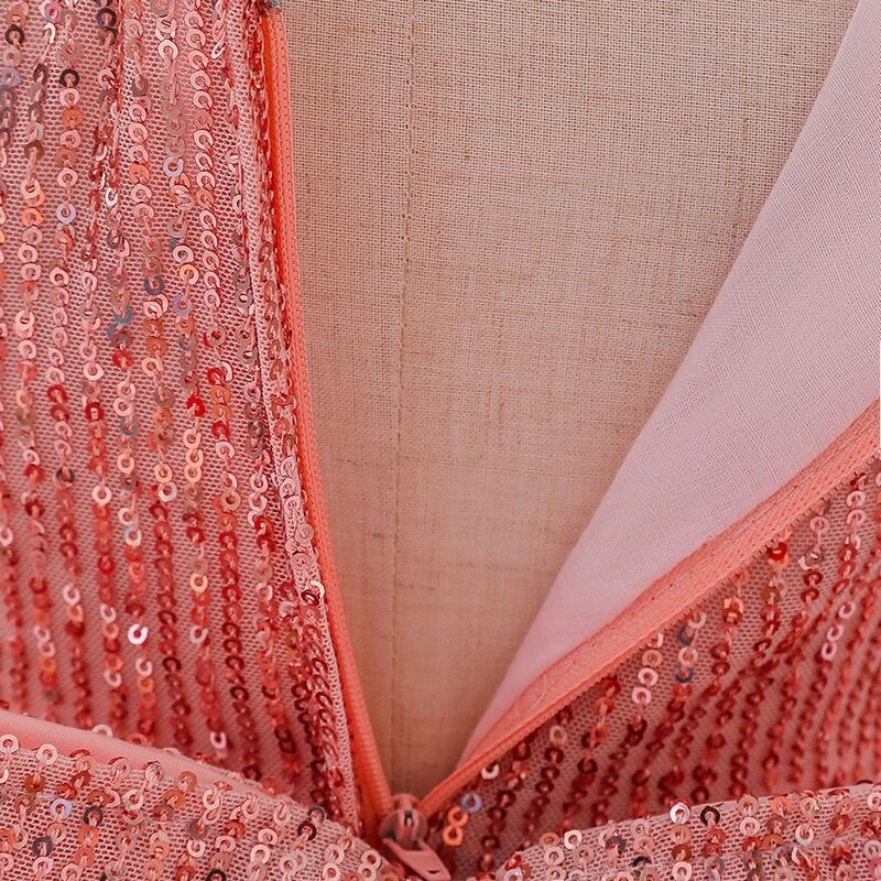 Sequins party dress- peach colour