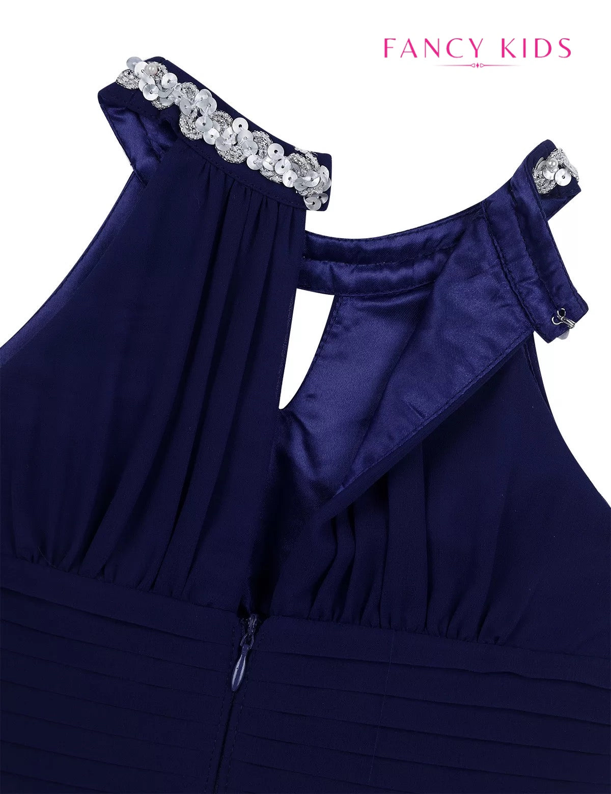 Navy blue halter neck flower girl dress-Navy blue