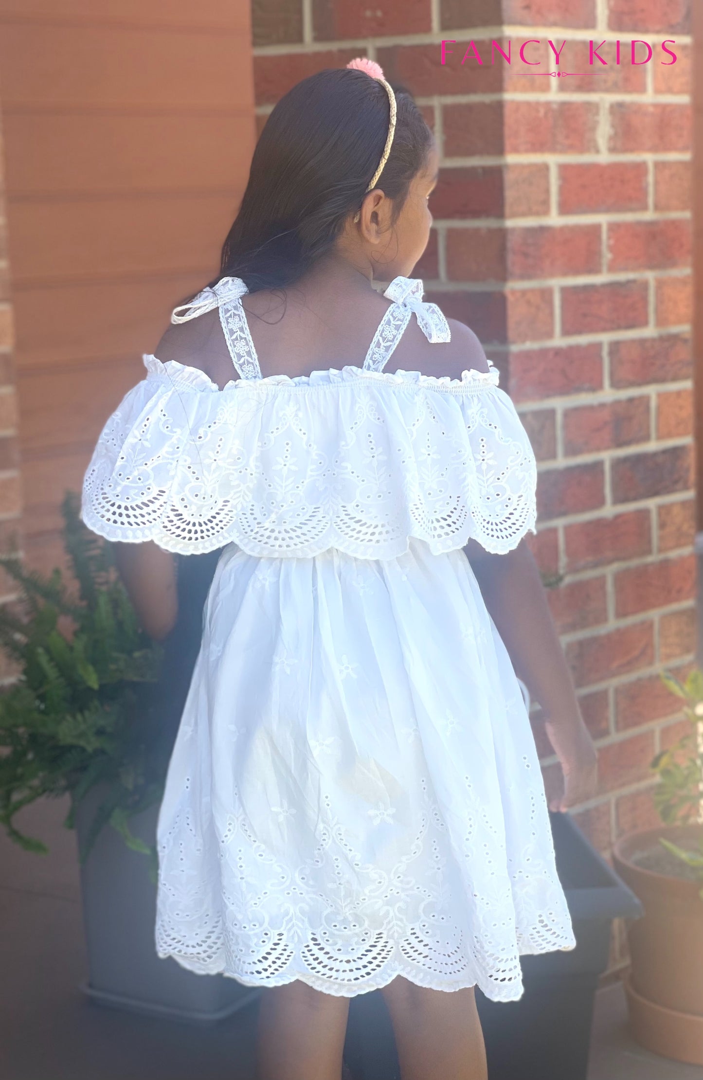 Off the shoulders white embroidered summer dress