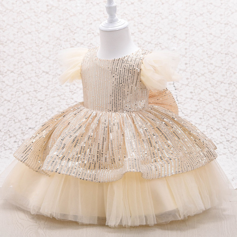 AISHA Ivory colour sequins dress