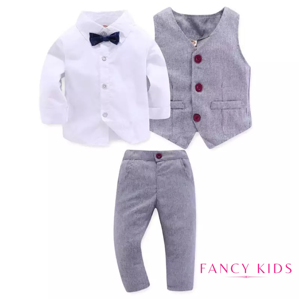 Oliver Boys party outfit- Grey and white 