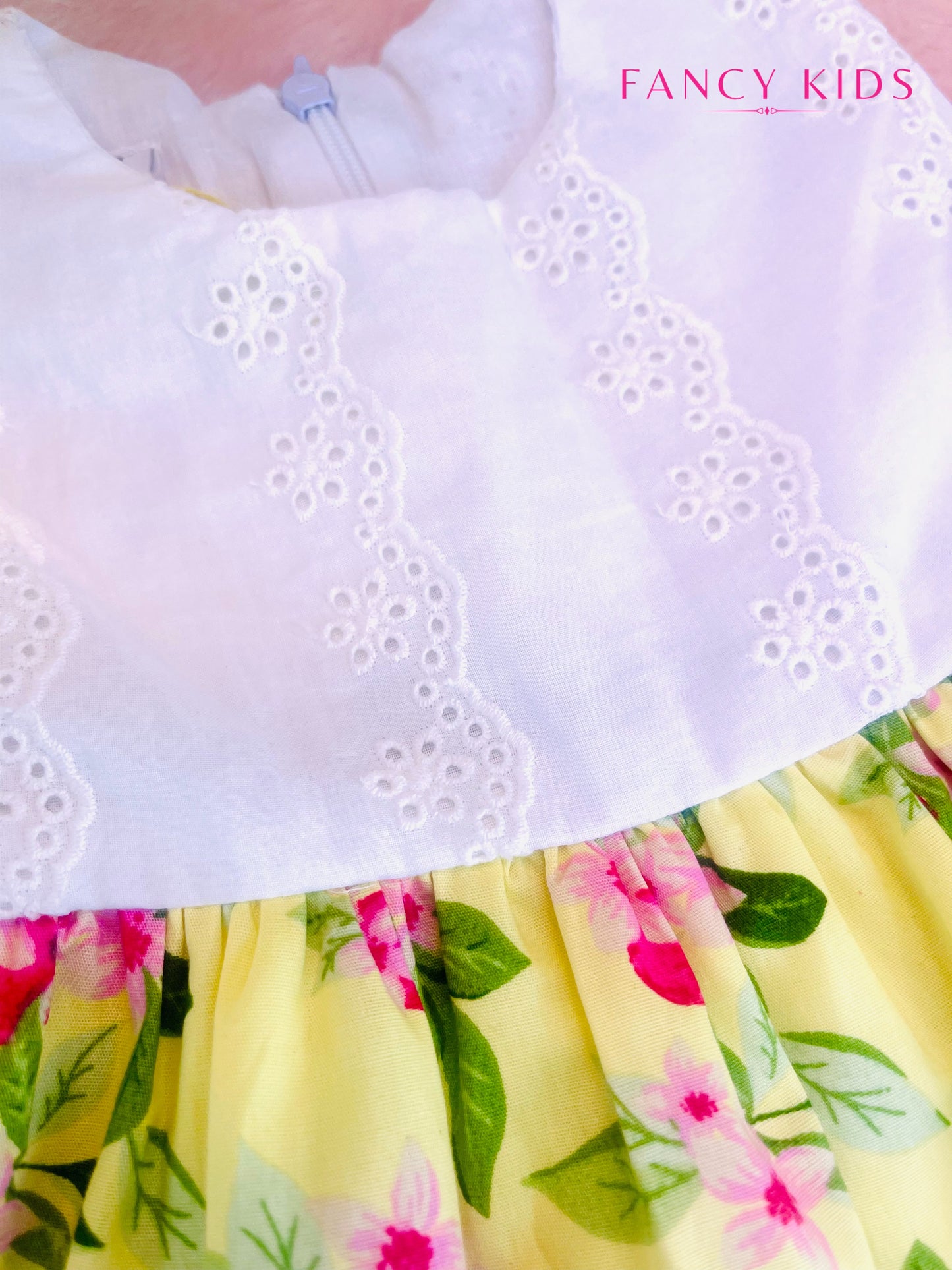 Yellow colour Floral summer cotton dress