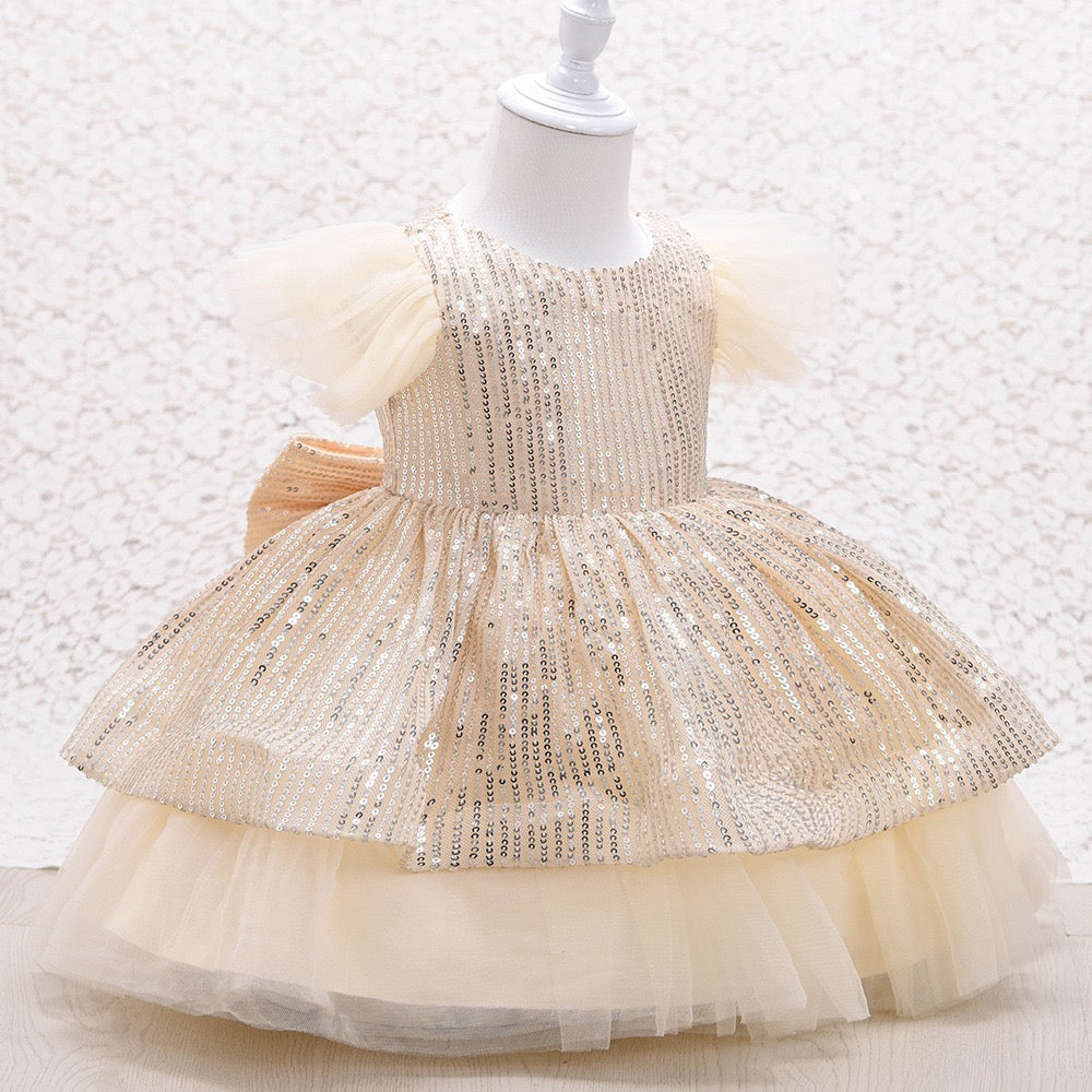 AISHA Ivory colour sequins dress