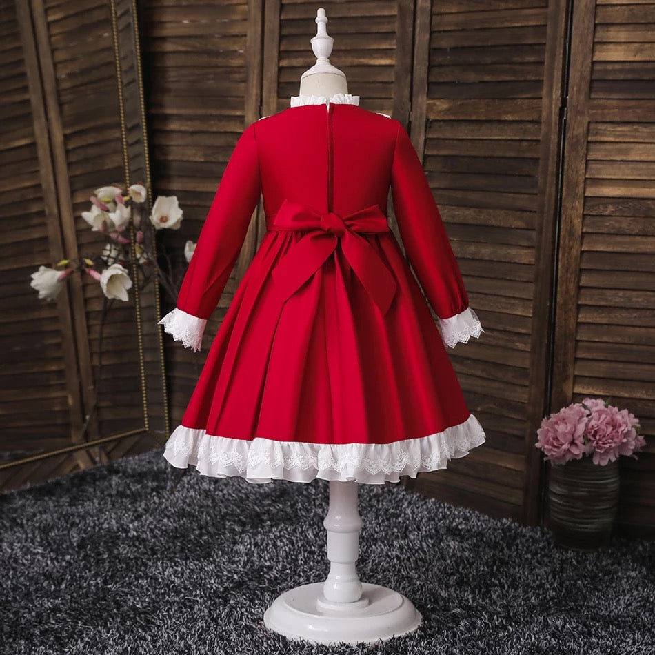 Red and white long sleeve Lolita dress