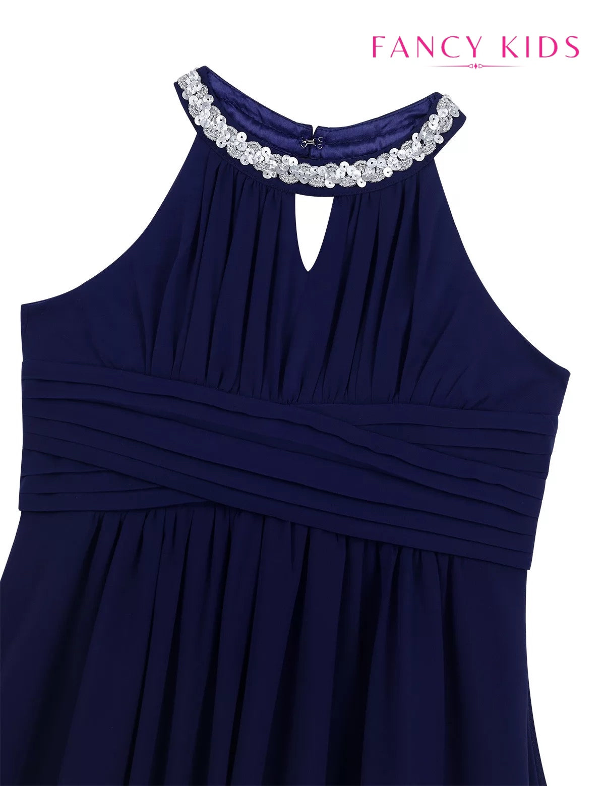 Navy blue halter neck flower girl dress-Navy blue
