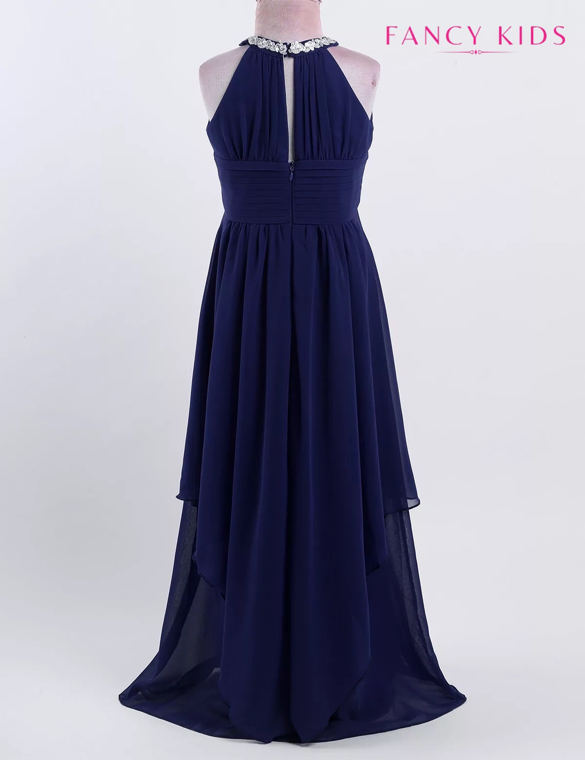 Navy blue halter neck flower girl dress-Navy blue