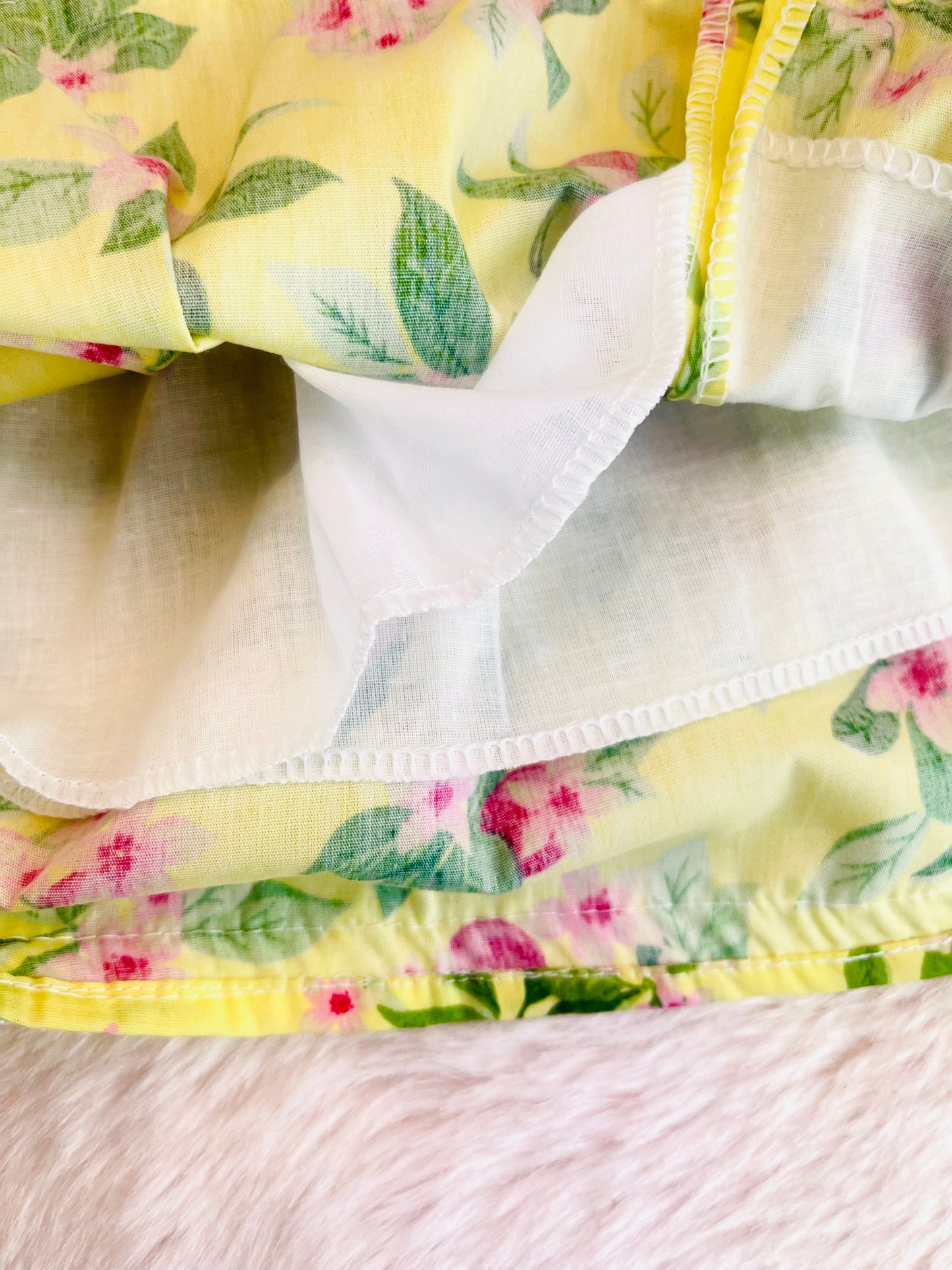 Yellow colour Floral summer cotton dress