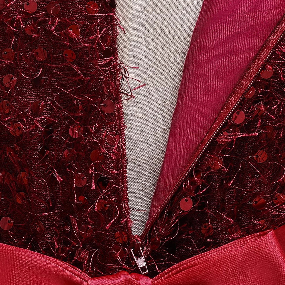 Tussel dress with sequins- Red
