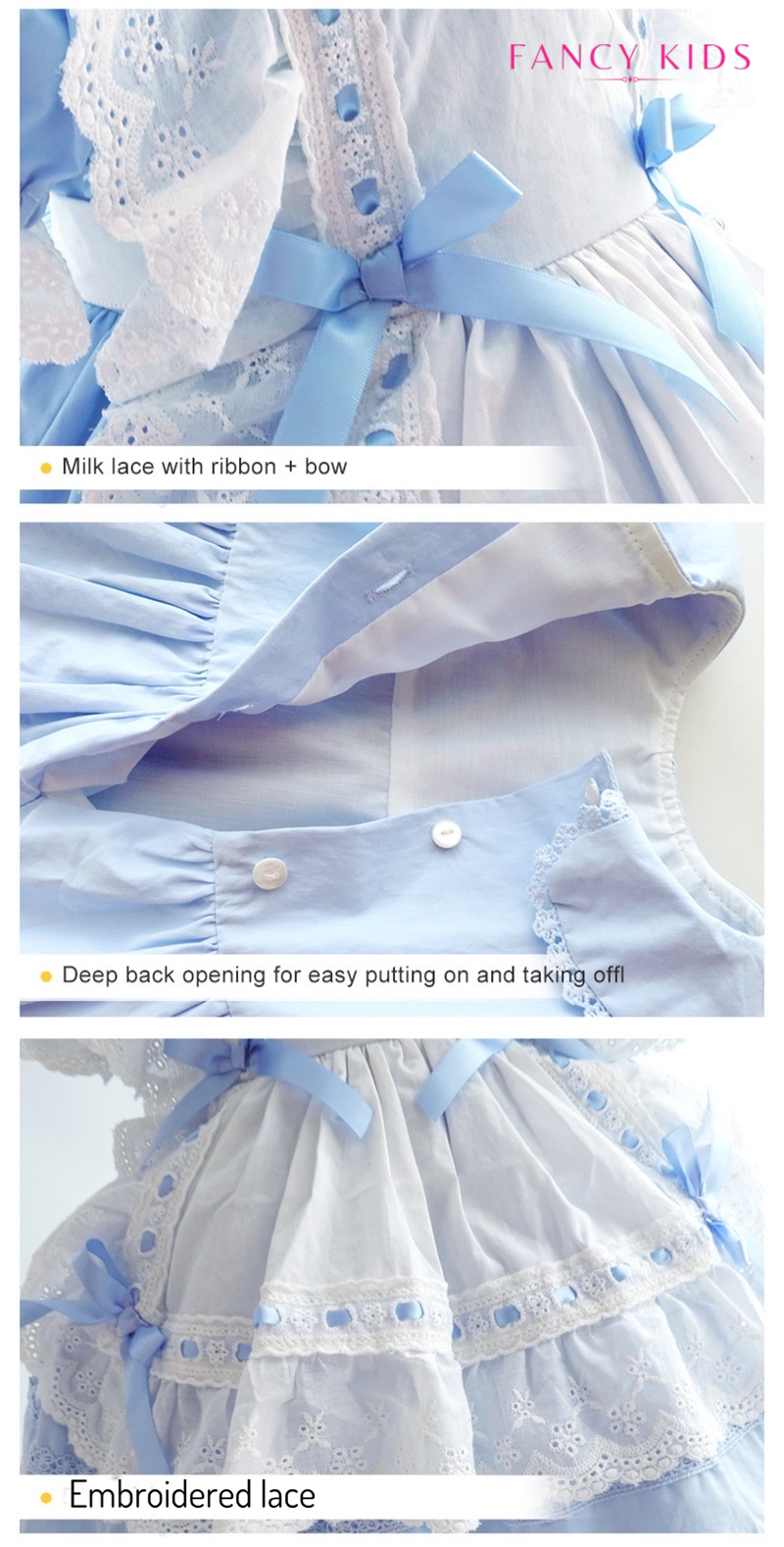 Light blue vintage Spanish cotton dress