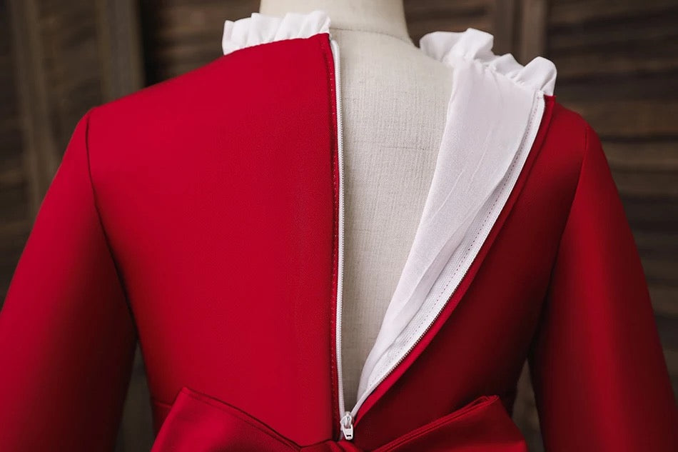 Red and white long sleeve Lolita dress