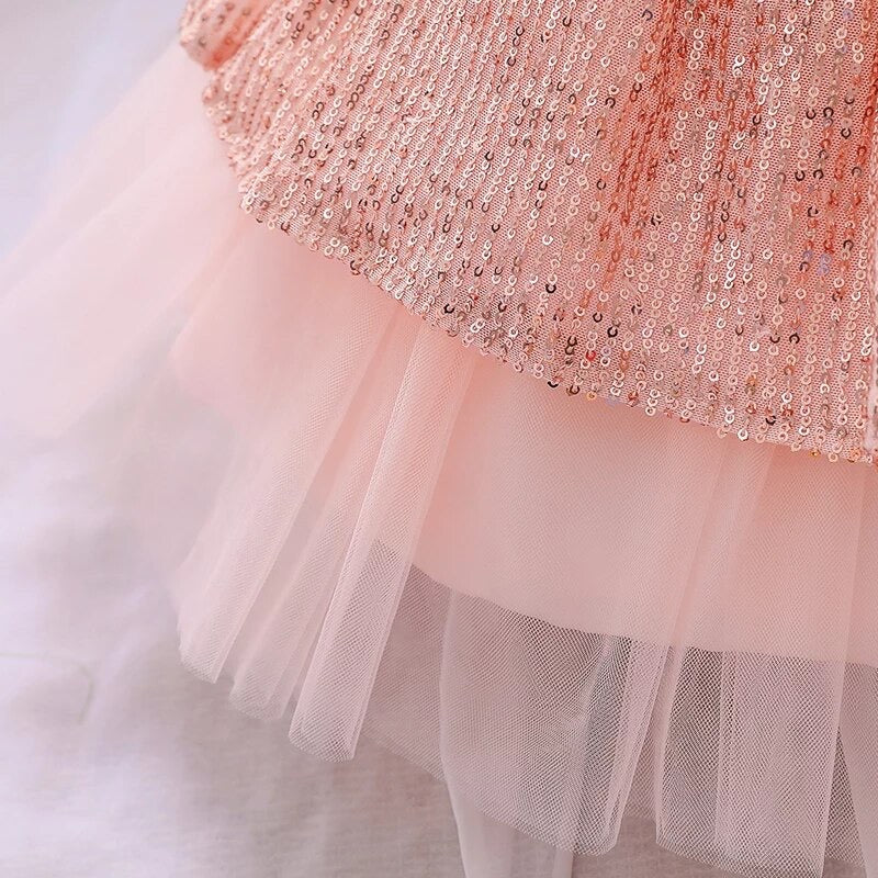Sequins party dress- peach colour