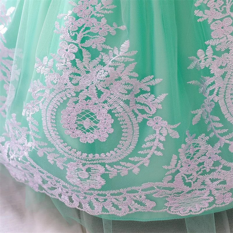 Fancy bow green dress
