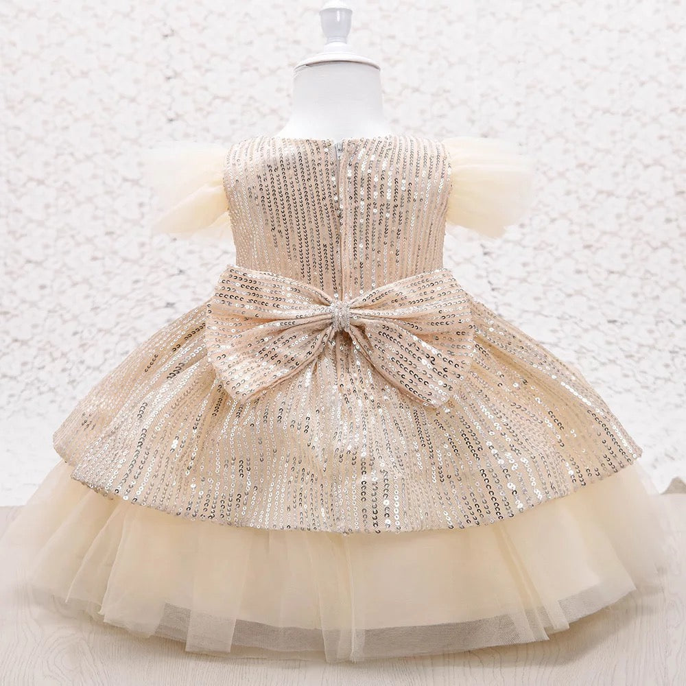 AISHA Ivory colour sequins dress