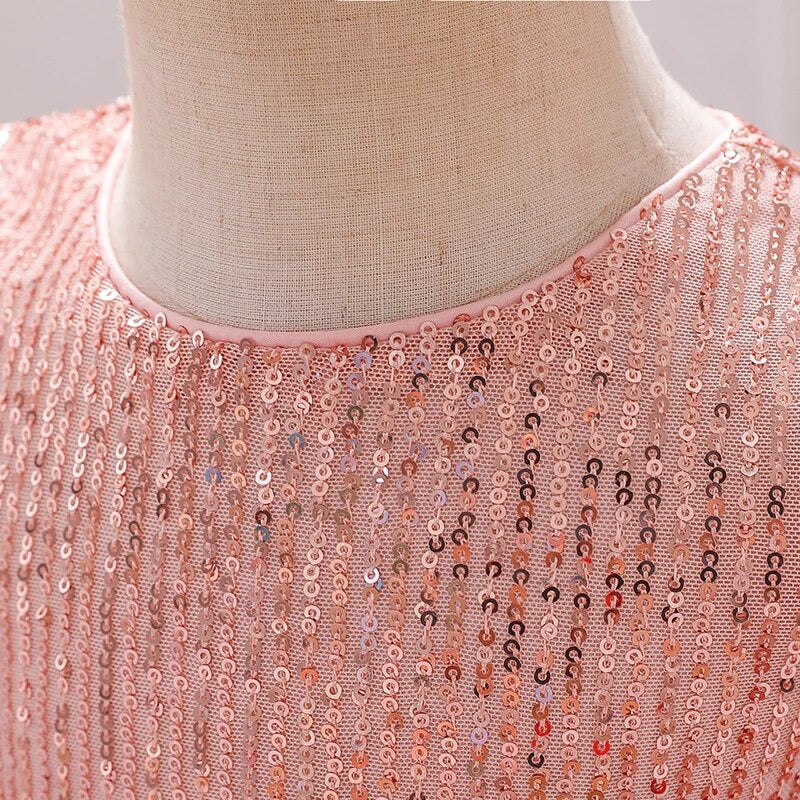 Sequins party dress- peach colour