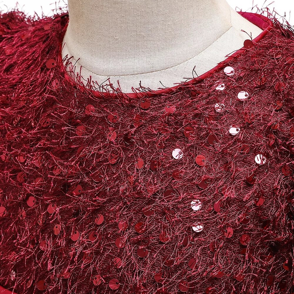 Tussel dress with sequins- Red